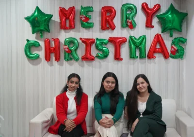 Office decorated for Christmas