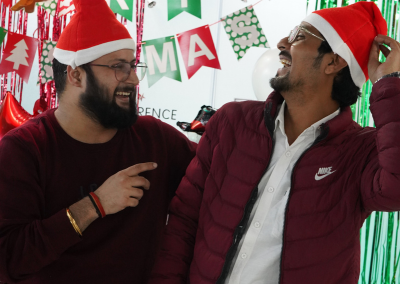 Team celebrating Christmas together